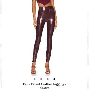 SPANX Shiny Faux Leather Leggings - Deep Burgundy